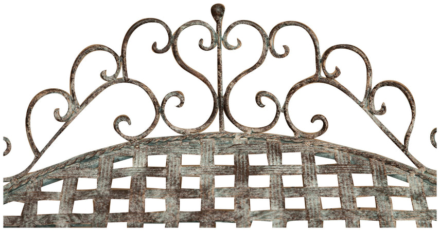 Biscottini Tavolino vassoio pieghevole in ferro battuto finitura ruggine anticata diam.72x65 cm