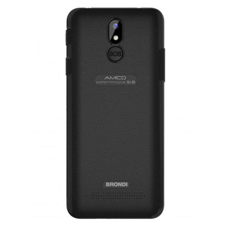 BRONDI AMICO SMARTPHONE S+B (NERO) - SMARTPHONE PER ANZIANI - TASTO SOS - TORCIA - CONTROLLO REMOTO - FOTOCAMERA - CONNETTIVITA 4G - BASE DI RICARICA