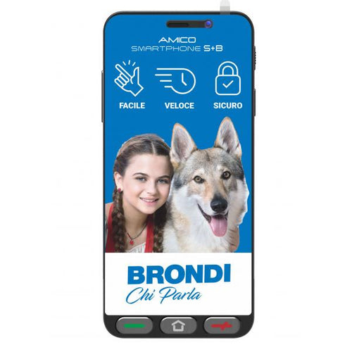 BRONDI AMICO SMARTPHONE S+B (NERO) - SMARTPHONE PER ANZIANI - TASTO SOS - TORCIA - CONTROLLO REMOTO - FOTOCAMERA - CONNETTIVITA 4G - BASE DI RICARICA