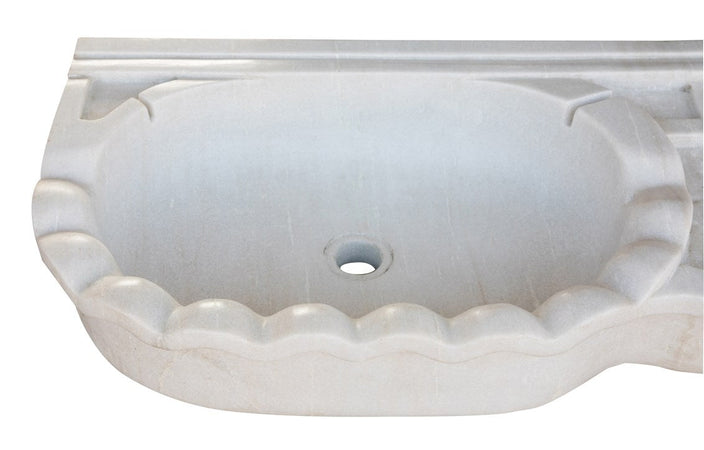 Biscottini LAVABO A DUE BUCHE IN MARMO BIANCO L130XPR41XH15 CM Vasca realizzata Offerta