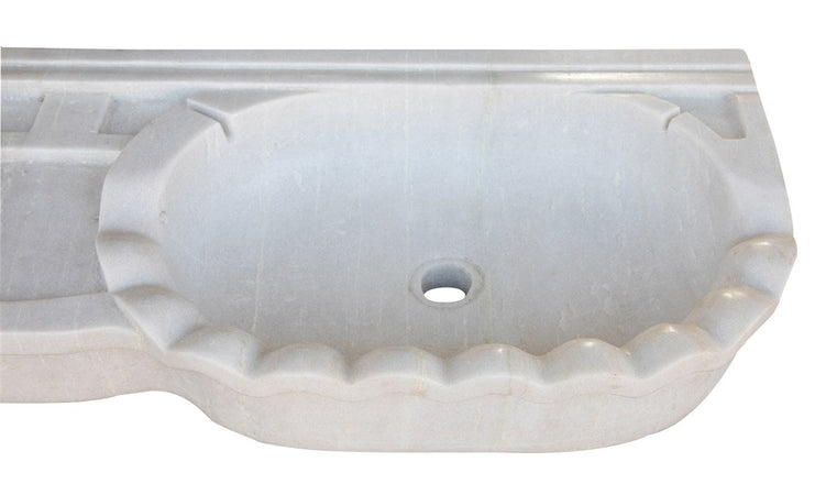 Biscottini LAVABO A DUE BUCHE IN MARMO BIANCO L130XPR41XH15 CM Vasca realizzata Offerta