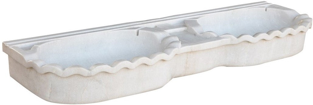 Biscottini LAVABO A DUE BUCHE IN MARMO BIANCO L130XPR41XH15 CM Vasca realizzata Offerta