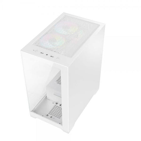 VIDA VETRO-WHT computer case Tower Bianco (Vida Vetro White ARGB Gaming Case w/ Glass Front & Side, ATX, 3x ARGB PWM Fans, 6-Port ARGB Fan Hub & Remote Control)