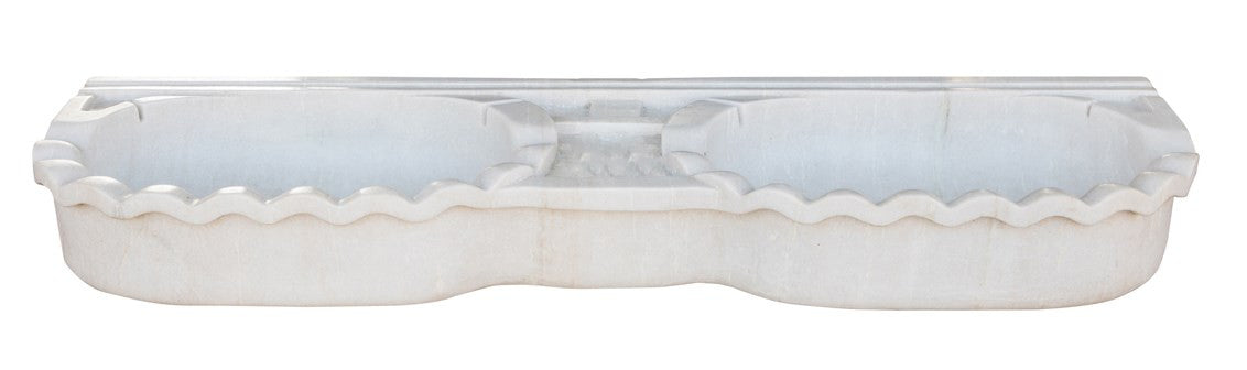 Biscottini LAVABO A DUE BUCHE IN MARMO BIANCO L130XPR41XH15 CM Vasca realizzata Offerta