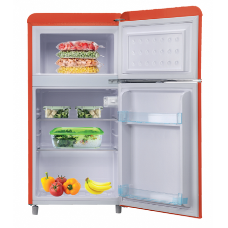 Dcg Frigo Doppia Porta Linea Retro' 100lt E Rosso Mf100rcdp