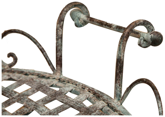 Biscottini Tavolino vassoio pieghevole in ferro battuto finitura ruggine anticata diam.72x65 cm