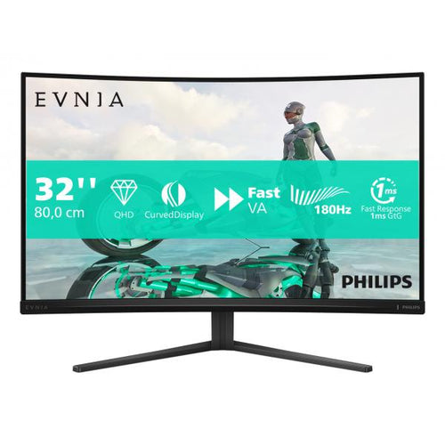 Monitor Philips Evnia 32M2C3500L/00 - Led 31.5 Quad HD VA - Pannello 16:9 - 180 Hz - 180 Hz - HDMI, DisplayPort - VESA - Nero