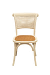 Biscottini Sedia Thonet in massello di frassino e seduta rattan finitura Bianco anticato L45xPR50xH88 cm
