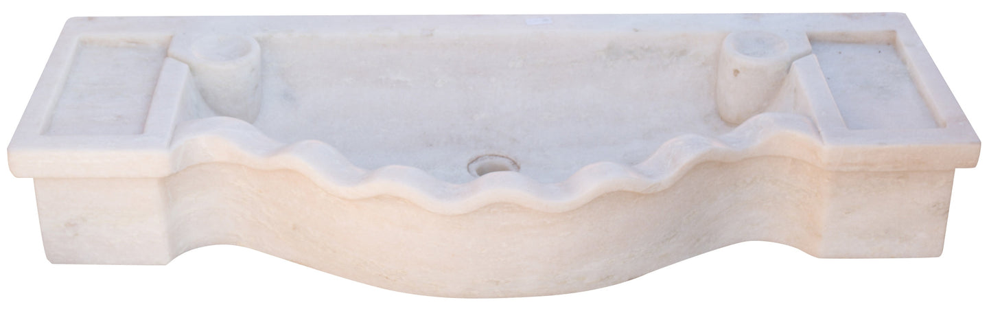 Biscottini Lavandino in marmo bianco L114xPR45xH18 cm Vasca realizzata completamente