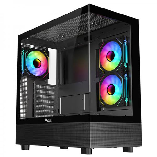 Case Itek SHOWBUI 42B - Gaming Tower, ATX, 3x12cm ARGB fan, 2xUSB3, Type-C, Side & Front Panel Temp Glass