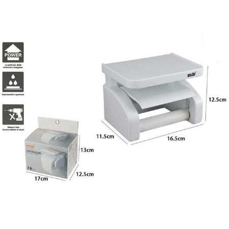 Porta Rotolo Carta Igienica Portarotolo A Ventosa Bianco Accessori Bagno 59544