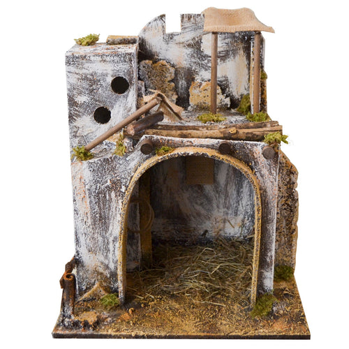 Capanna grotta vuota in legno scenario palestinese con luci 4 modelli diversi per natività presepe natalizio