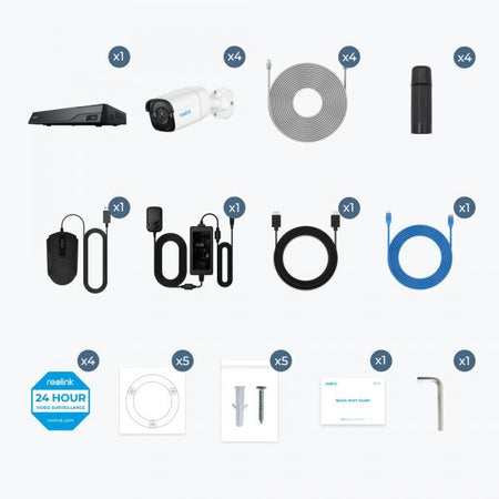 Kit Videosorveglianza NVR PoE 8CH 2TB HDD e 4 Telecamere di Sicurezza PoE, PS2KB02-8