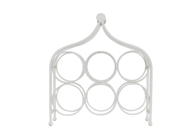 Biscottini Biscottini Cantinetta 6 Bottiglie Ferro Battuto Bianca Anticata 35x14x37