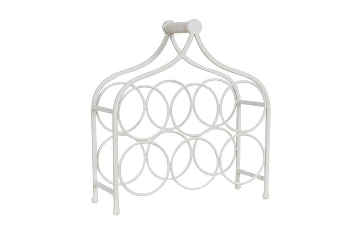 Biscottini Biscottini Cantinetta 6 Bottiglie Ferro Battuto Bianca Anticata 35x14x37