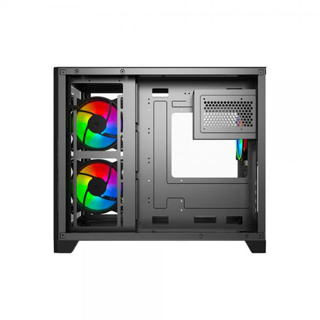 VIDA Akira V2 Nero (Vida Akira V2 Black ARGB Gaming Case w/ Glass Front & Side, Micro ATX, 3x ARGB PWM Fans, 6-Port ARGB Fan Hub & Remote Control)