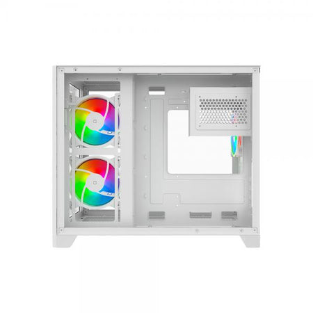 VIDA Akira V2 Bianco (Vida Akira V2 White ARGB Gaming Case w/ Glass Front & Side, Micro ATX, 3x ARGB PWM Fans, 6-Port ARGB Fan Hub & Remote Control)