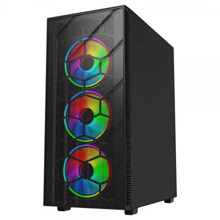 VIDA Sirocco V2 Tower Nero (Vida Sirocco V2 Black ARGB Gaming Case w/ Glass Window, ATX, 6x ARGB Fans, Mesh Front)