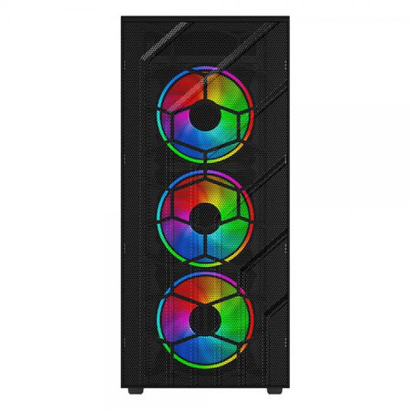VIDA Sirocco V2 Tower Nero (Vida Sirocco V2 Black ARGB Gaming Case w/ Glass Window, ATX, 6x ARGB Fans, Mesh Front)