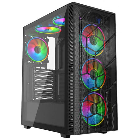 VIDA Sirocco V2 Tower Nero (Vida Sirocco V2 Black ARGB Gaming Case w/ Glass Window, ATX, 6x ARGB Fans, Mesh Front)