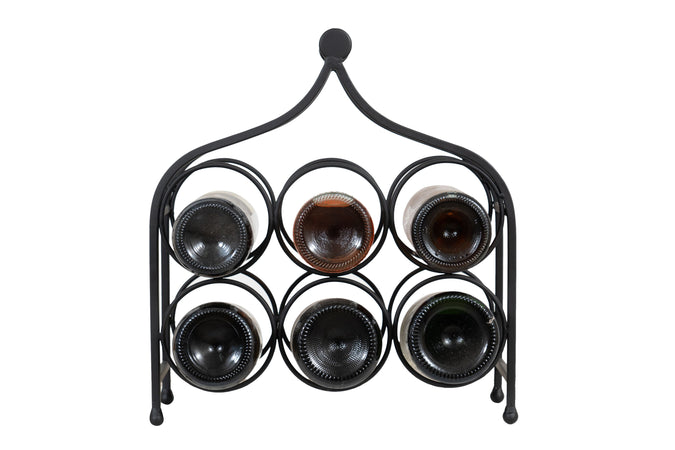 Biscottini Biscottini Cantinetta 6 Bottiglie Ferro Battuto Nera Anticata 35x14x37 Arredo