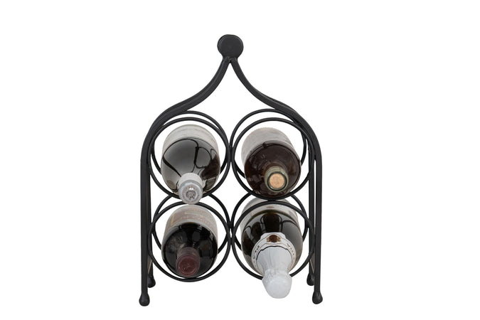 Biscottini Cantinetta Portabottiglie Biscottini 4 Posti Ferro Battuto Nero Anticato