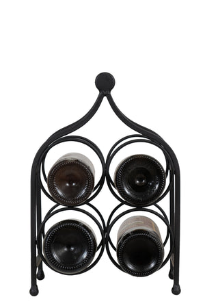 Biscottini Cantinetta Portabottiglie Biscottini 4 Posti Ferro Battuto Nero Anticato