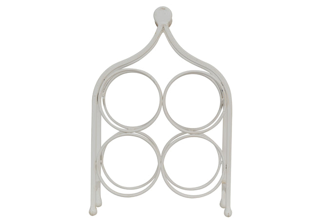 Biscottini Biscottini Cantinetta Porta Bottiglie 4 Posti Ferro Battuto Bianca Anticata