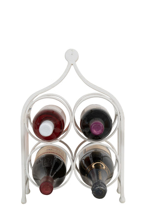 Biscottini Biscottini Cantinetta Porta Bottiglie 4 Posti Ferro Battuto Bianca Anticata