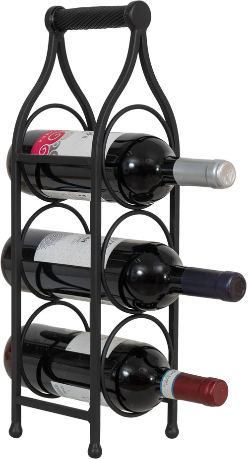 Biscottini Biscottini Portabottiglie Cantinetta 3 Bottiglie Ferro Battuto Nero Anticato