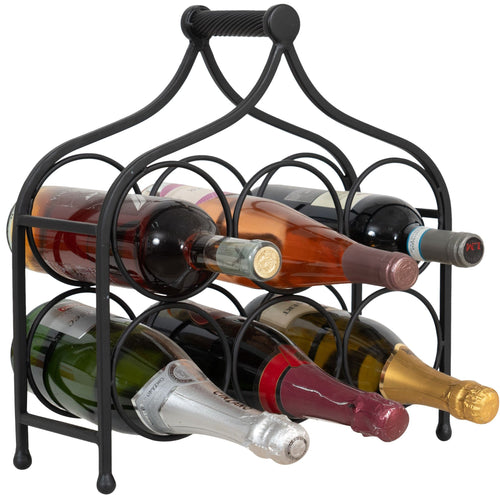 Biscottini Biscottini Cantinetta 6 Bottiglie Ferro Battuto Nera Anticata 35x14x37 Arredo