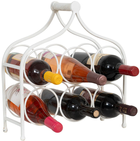 Biscottini Biscottini Cantinetta 6 Bottiglie Ferro Battuto Bianca Anticata 35x14x37