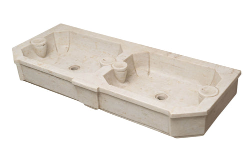 Biscottini Acquaio in marmo bianco 135x56x21 cm Vasca realizzata completamente