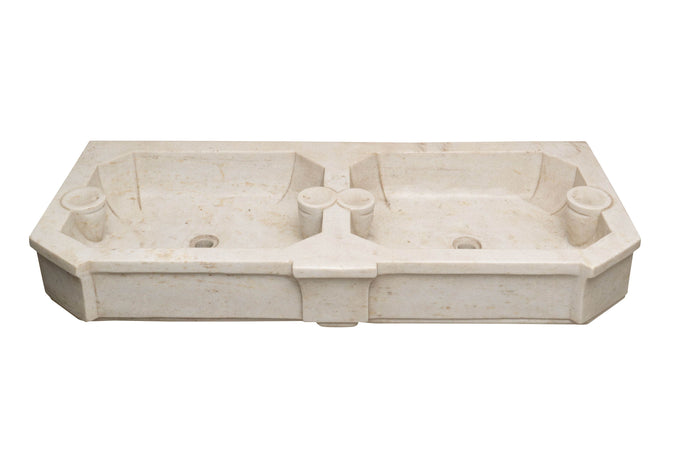 Biscottini Acquaio in marmo bianco 135x56x21 cm Vasca realizzata completamente