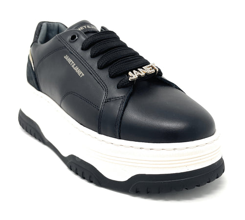Janet & Janet sneakers donna in pelle black J-422