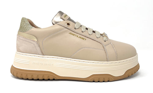 Janet & Janet sneakers donna in pelle beige J-422