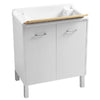 Lavatoio Colavene Domestica Con Piedini 80x45 Bianco Con Tavola Lavapanni In Legno