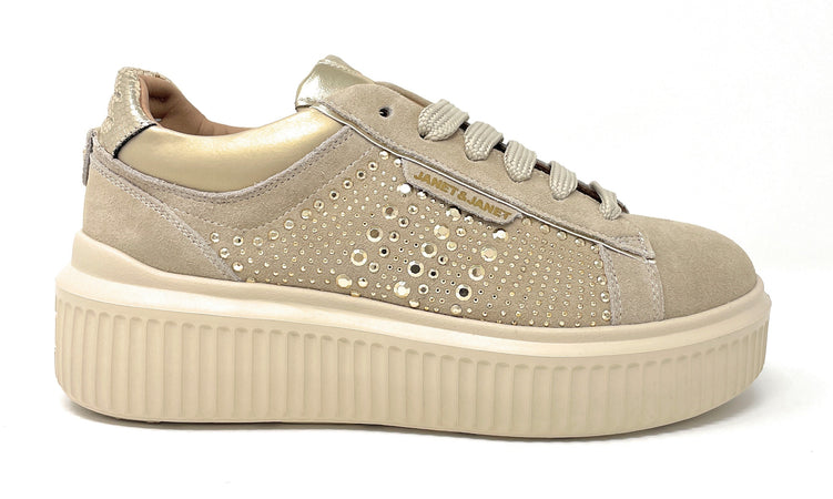 Janet & Janet sneakers donna in camoscio frost gold J-401