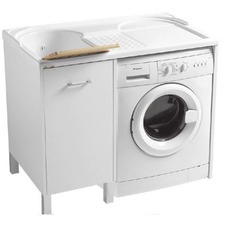 Lavatoio Colavene Domestica Vasca a Sinistra Con Piedini 106x60 Bianco Per Inserimento Lavatrice