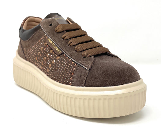 Janet & Janet sneakers donna in camoscio brown J-401