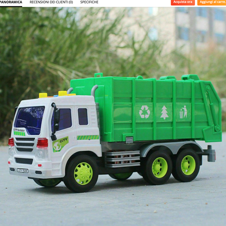 Camion Raccolta Rifiuti Con Luci E Suoni Cassone Ribaltabile Funzioni Reali