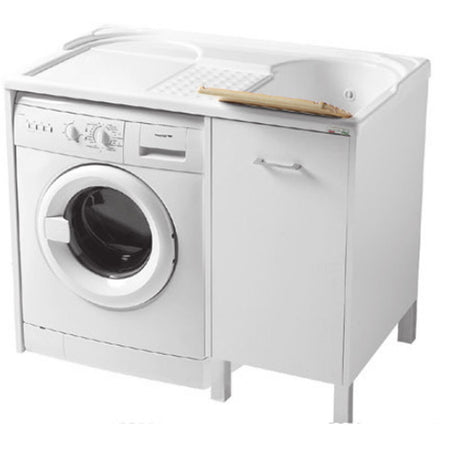 Lavatoio Colavene Domestica Vasca a Destra Con Piedini 106x60 Bianco Per Inserimento Lavatrice