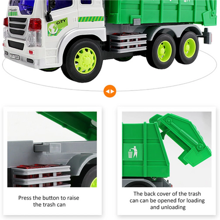 Camion Raccolta Rifiuti Con Luci E Suoni Cassone Ribaltabile Funzioni Reali