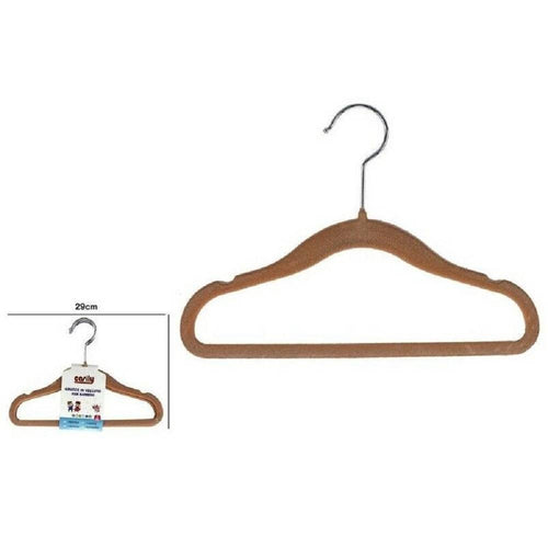 Set 3 Grucce Stampelle Appendiabito Velluto Per Bambini Vestiti Pantaloni 10460