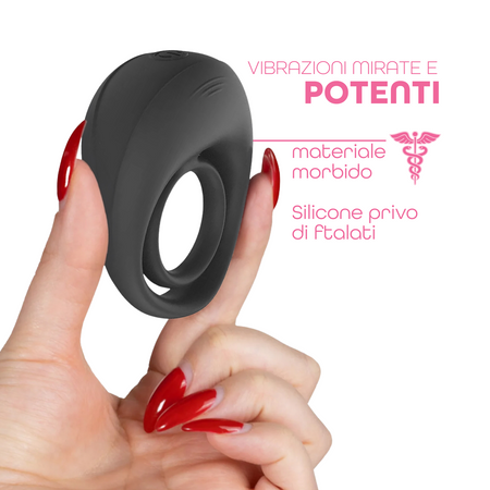 Anello Fallico Vibrante per Pene Stimolatore Clitoride Ritardante in Silicone USB