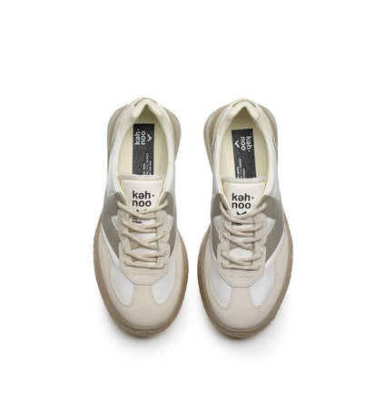 Kehnoo sneakers donna in camoscio e nylon white-tortora KW9768
