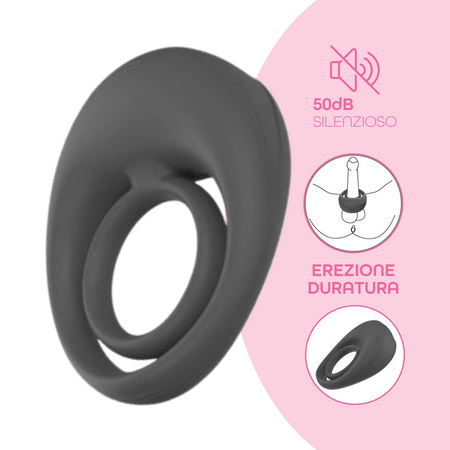 Anello Fallico Vibrante per Pene Stimolatore Clitoride Ritardante in Silicone USB