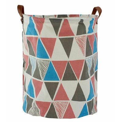 Cesto Sacco Porta Biancheria Bagno Pieghevole Manici Tessuto Rombi 40x50cm 10524