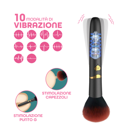 Vibratore a forma di Pennello Trucco con 10 Modalità di Vibrazioni Ricaricabile