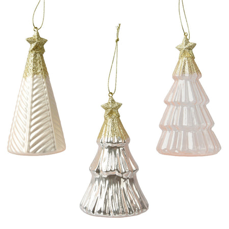 Pendaglio a forma di albero perla con glitter per albero decorazione natalizia da 13 cm